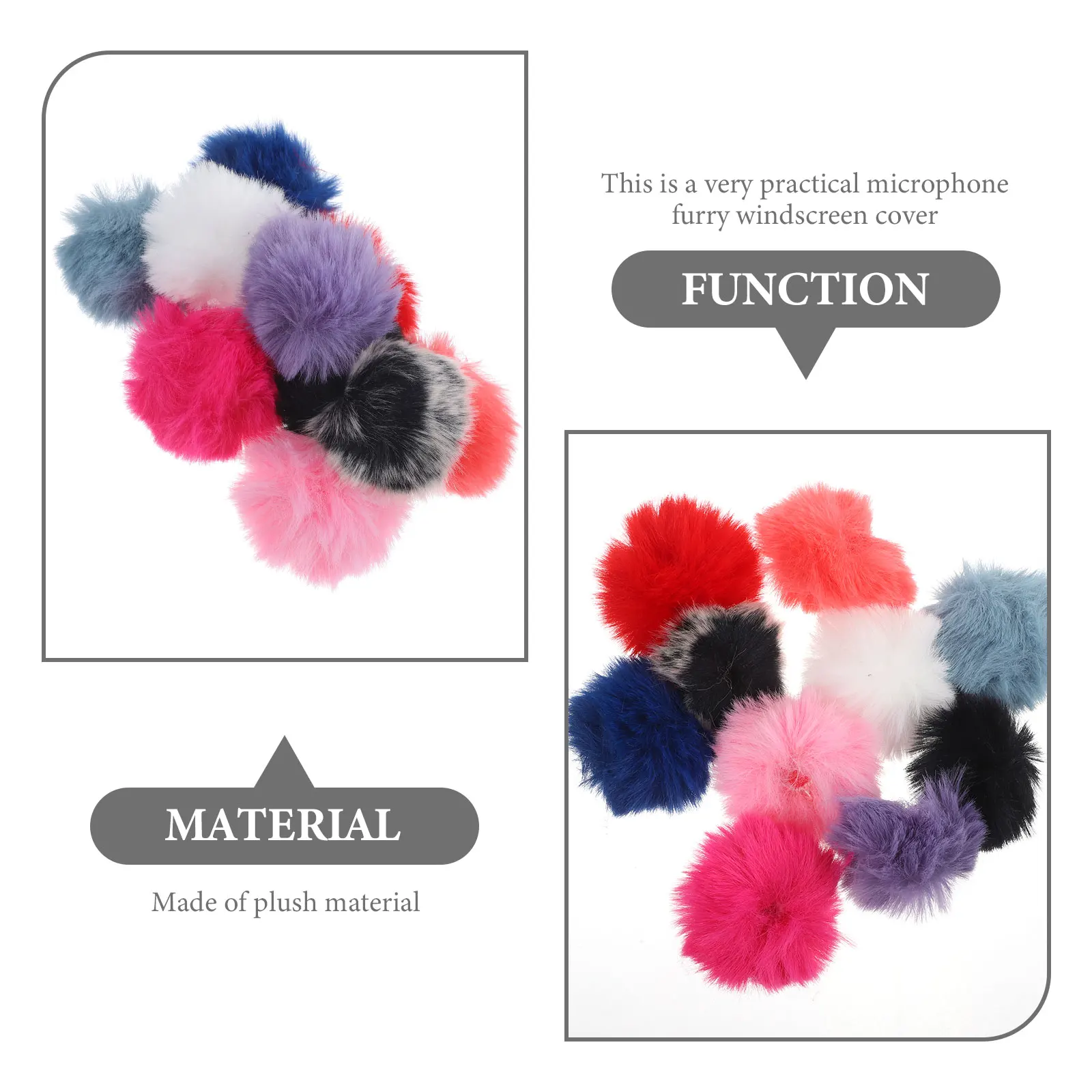 

10 pcs Lapel Microphone Wind Muff Furry Windscreen Mic Windproof Cover Reusable Washable Noise Reduction Clear Sound Small