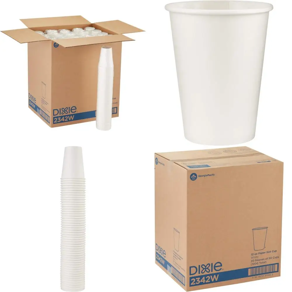 

Одноразовые бумажные кофейные чашки на 12 унций, 1000 штук, 50 чашек в рукаве, 20 рукавов в футляре, оптовая упаковка для обслуживания напитков