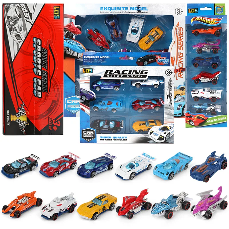 Juego de coches de juguete de aleación de alta simulación, 12 Uds., nuevo modelo de carreras de coches deportivos de aleación, colección de regalos de modelo de coche para niños