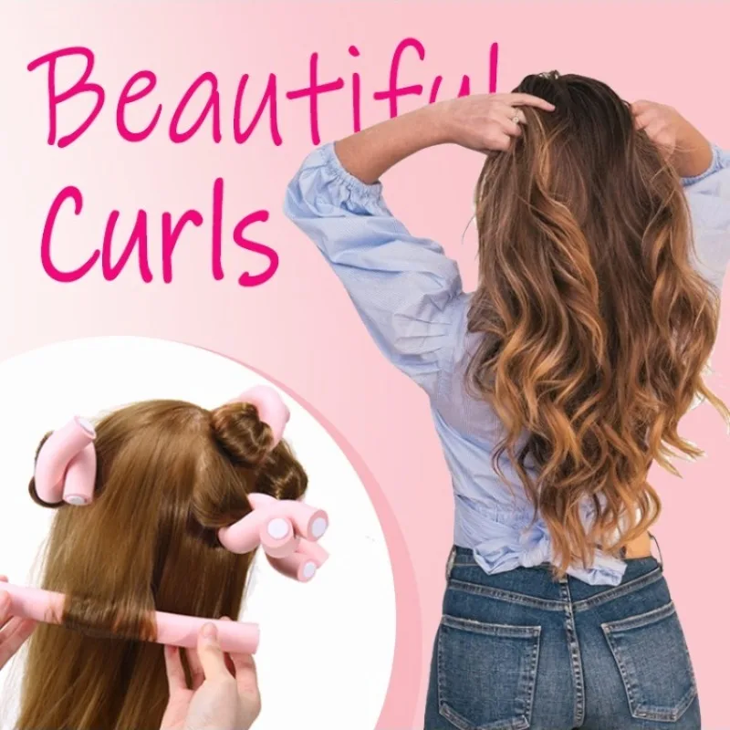 6 Pack Oversize Non Heat Curling Wands for Overnight Creates Fluffy Waves in Long or Medium Hair Non Destructive Styling Tool
