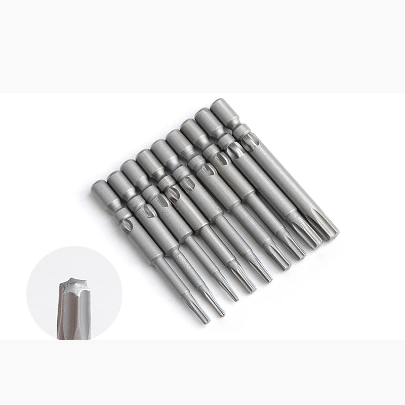 10PCS 40mm length 800 Electric 4mm Round Shank Magnetic Star Torx Screwdriver Bit Tool T1 T2 T3 T4 T5 T6 T7 T8 T9 T10 T15 T20