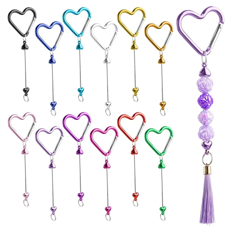 

Fresh Heart Shaped Beadable Keychains With Snap Hooks- Framendino,12-Pack Set Ideal For DIY Crafts