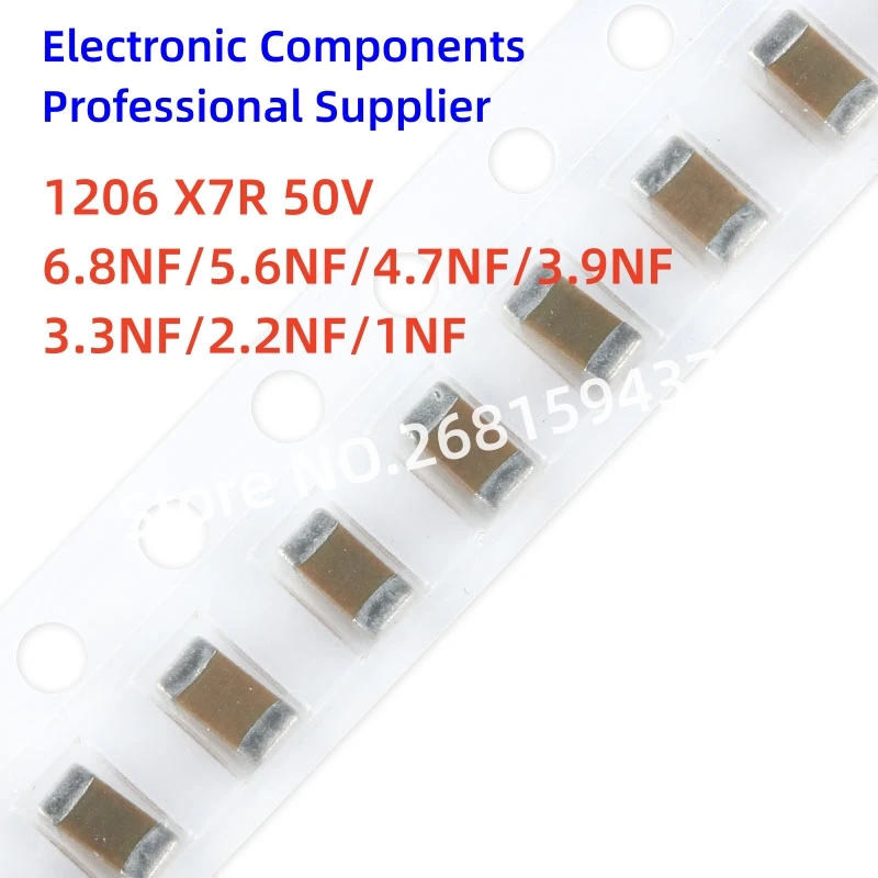 

4000pcs/reel SMD chip capacitor 1206 6.8NF 5.6NF 4.7NF 3.9NF 3.3NF 2.2NF 1NF 50V 682K 472K 102K 3216 3.2X1.6mm 10% X7R NEW