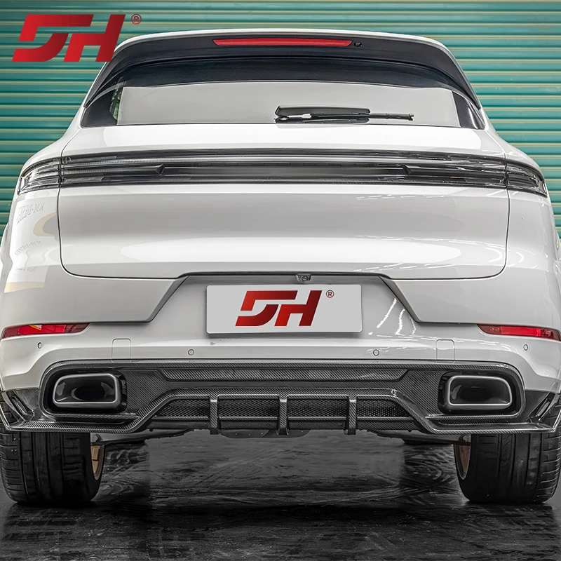 Dry Carbon Fiber Replacement Rear Diffuser forPorsche ’Cayenne 9Y0 2018-UP Suitable for Turbo/OE Rear Bumper