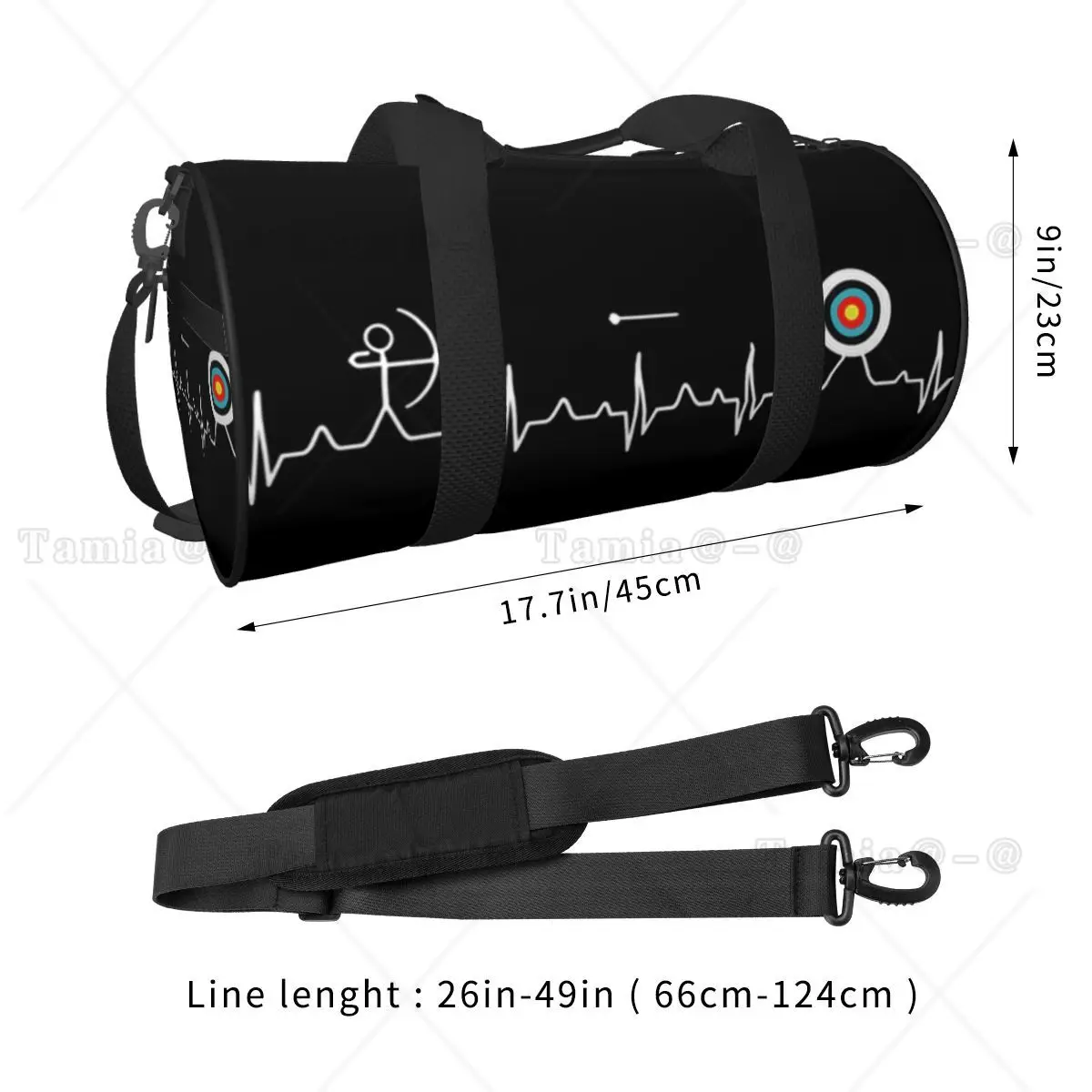 Archery Heartbeat Target Duffle Bag For Women Men Yoga Sports Bags for Gym with Pocket Arrow Sport Weekender Travel Bag