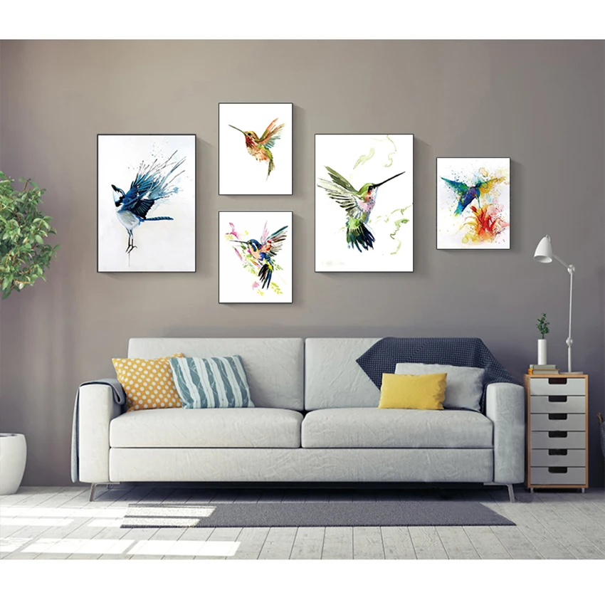 Bird Pattern Hight Quality Canvas Painting Poster Hight Quality Home Decor Nursery Kids Room No Frame Color Painting Poster