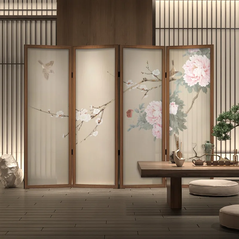 New Chinese style meticulous floral and bird solid wood screen partitions the living room, entrance, tea room, hotel lobby, and