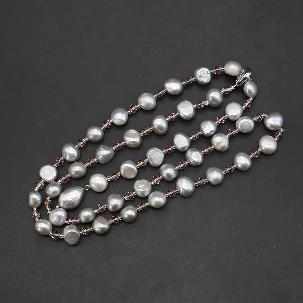 

Необычная кисточка, жемчуг серебряного цвета с горизонтальными отверстиями, двусторонняя польская в сочетании с граненой стеклянной цепочкой, ожерельем, ювелирными изделиями