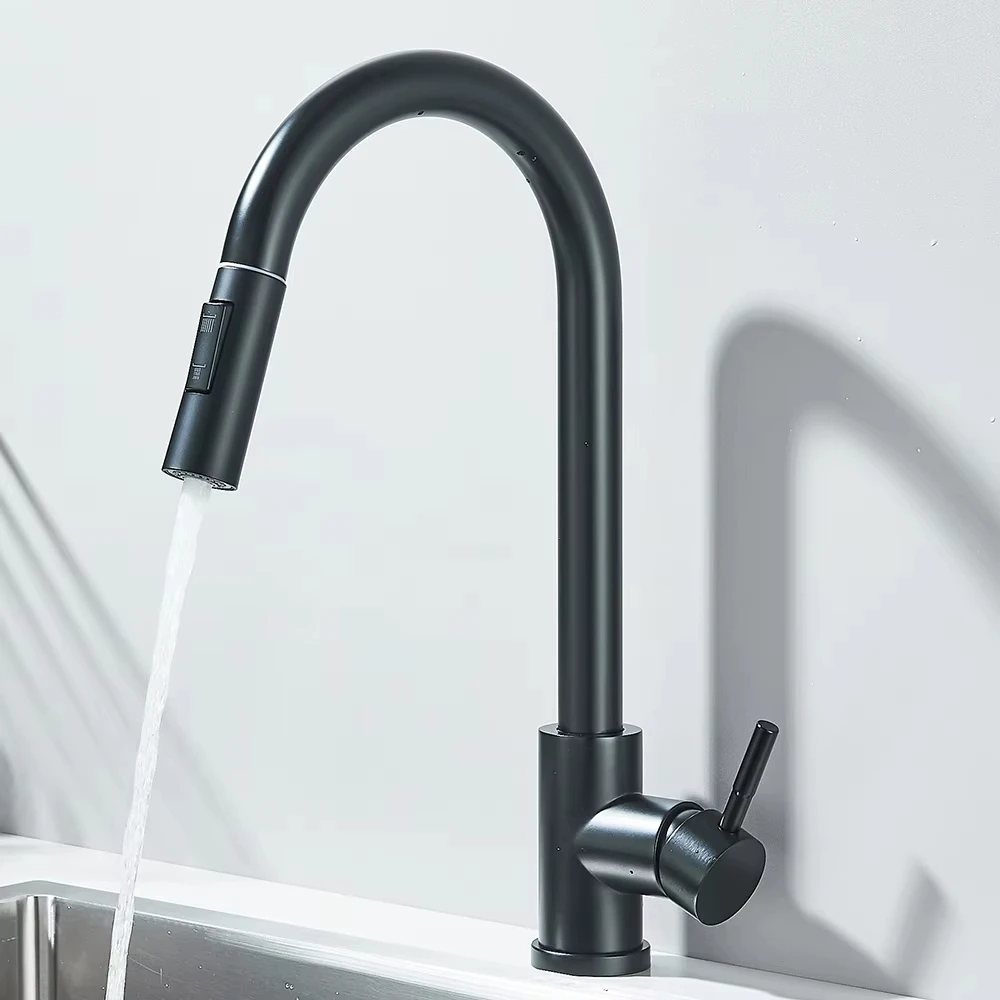 2025 New Chrome Kitchen Faucet, Deck Mount Pull-Out Spout Kitchen Sink Mixer Faucet, Single Handle Spray Spout, Mixer Faucet image 5