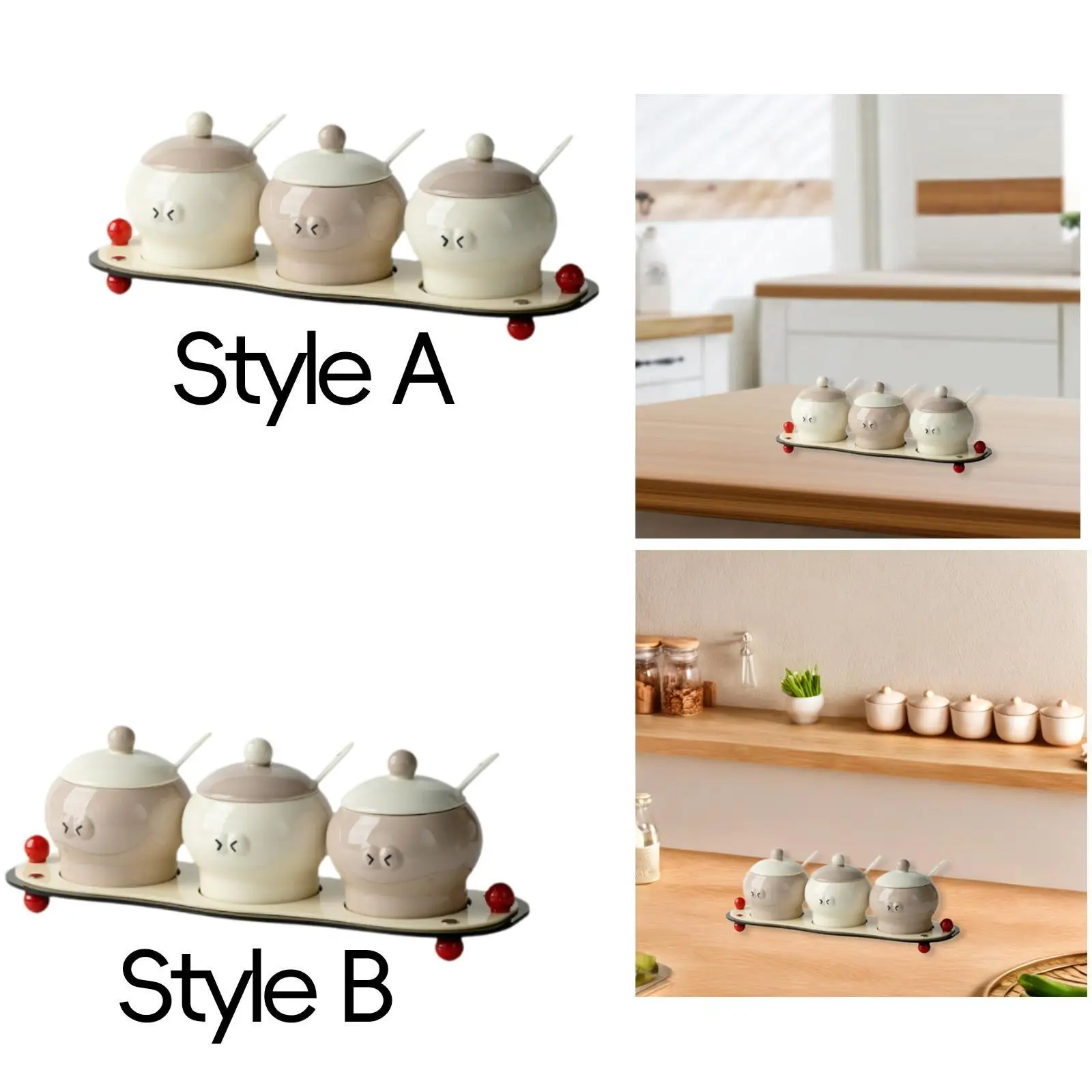

Ceramic Condiment Jars Countertop Sugar Bowl for Kitchen Counter Spice Sugar