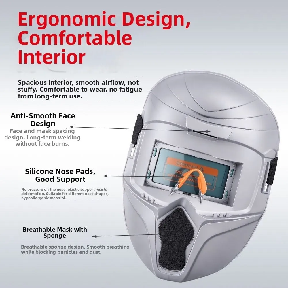 Auto-Darkening Welding Helmet Flip-Up Design High-Definition Welding Mask Large Viewing Area 0.01ms True Color Lens