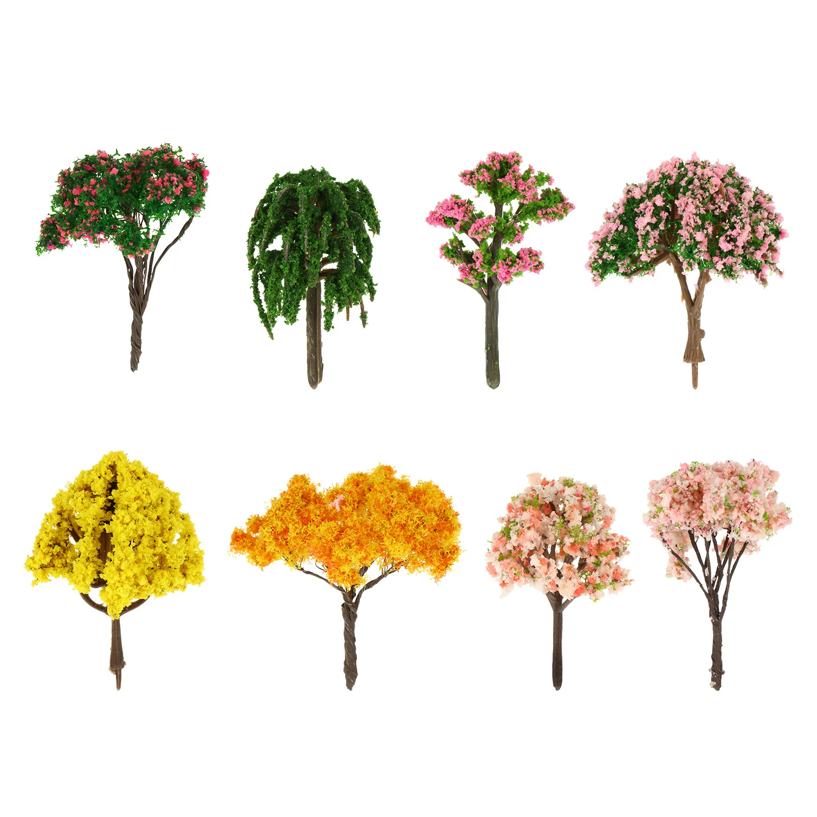 8 pçs plástico realista flor de cerejeira árvores simulação em miniatura plantas para decorações paisagem sandbox micro paisagem diy