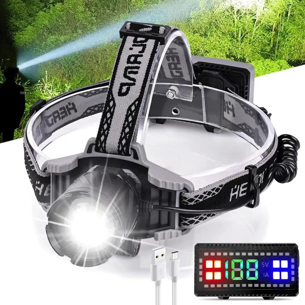 

Rechargeable Lamp 3000 LM Super Bright, LED Lamp 80H Runtime, 4 Modes & Zoomable, IPX6 Waterproof, Red Light for Camping, Fishin