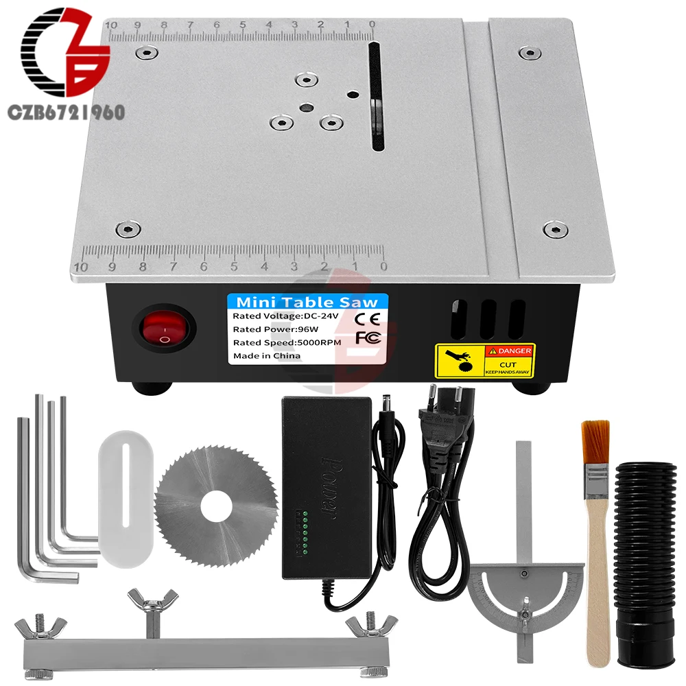 DC 24V 4A Mini Table Saw Portable Precision Portable Table Saws for Crafts for Wood Metal Plastic Cutting Tools 5000RPM/Minute