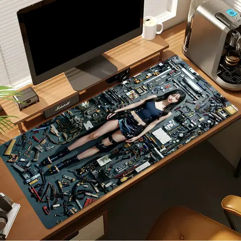 Ai 대형 게임용 마우스 패드 마우스 패드 컴퓨터 마우스 패드 기계 소녀 마우스 매트 90x40cm PC 키보드 매트 용 데스크 패드 테이블 깔개