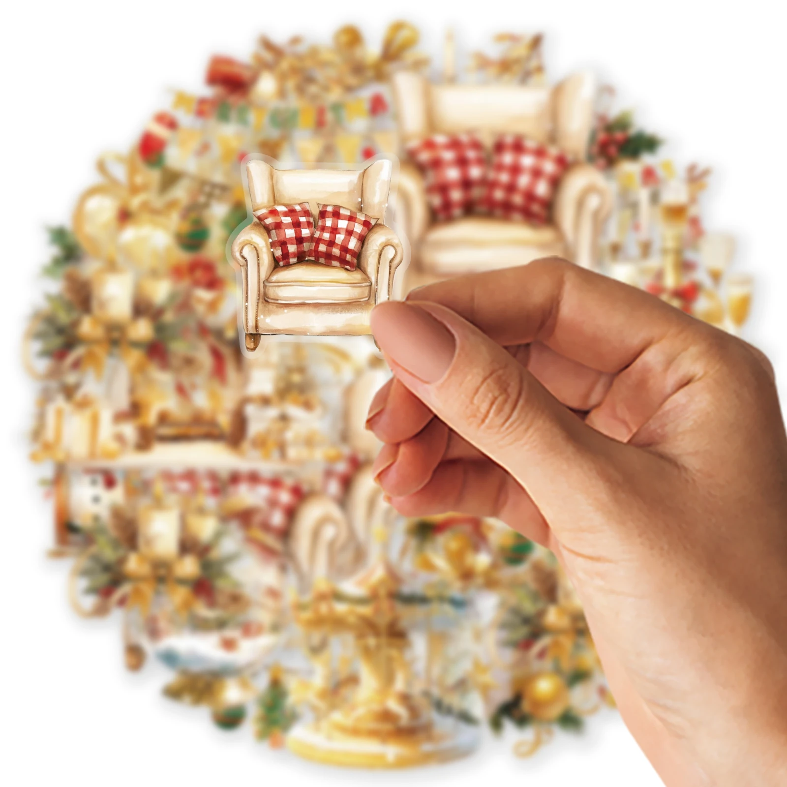 15 قطعة من ملصقات دفتر الملاحظات الذهبية لعيد الميلاد السعيد، ألبوم الصور، عطلة الحفلات، ديكور المنزل، ملصقات الألعاب