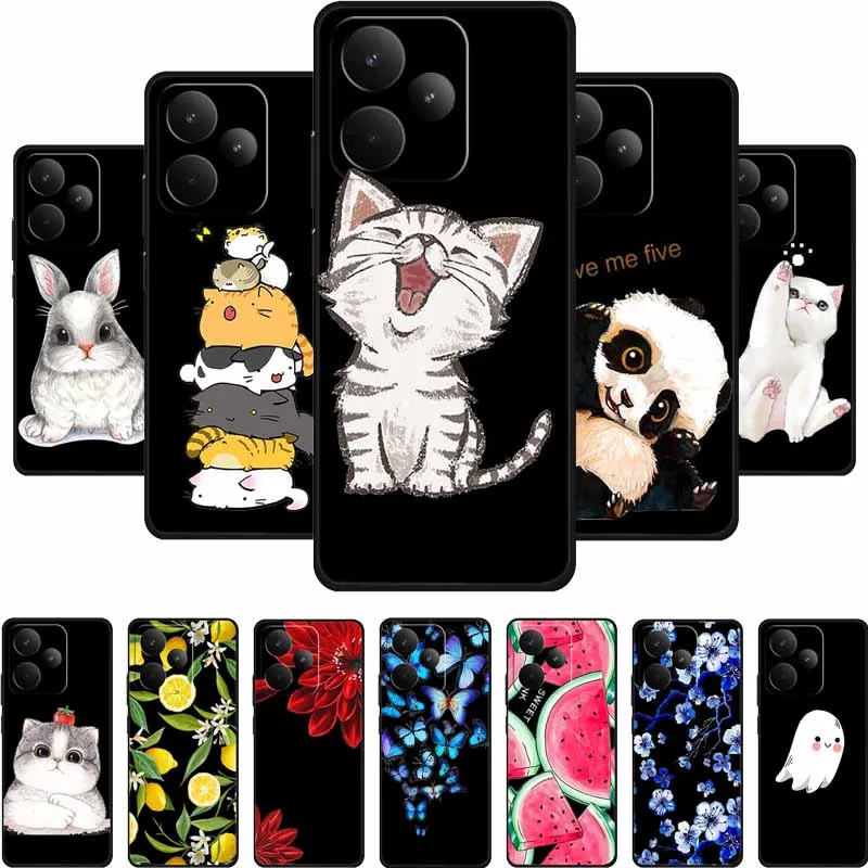 

Черный силиконовый чехол для Realme P4 Pro, чехол для телефона с мультяшным котом, мягкий чехол из ТПУ для Realme P4 Pro, задняя крышка, чехол RealmeP4 Pro Funda