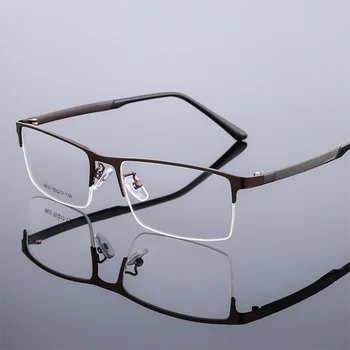 Cienkie metalowe okulary biznesowe z półramkami – kwadratowe, z powłoką anty-UV
