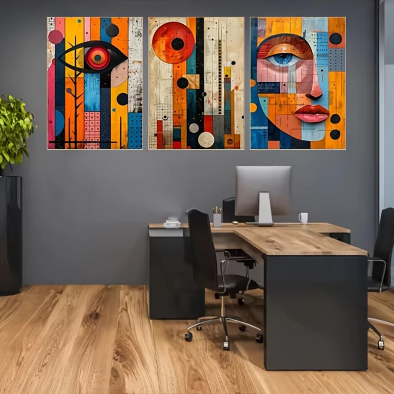 

Bohemian Abstract Art Deco 3-Piece Canvas Print, Modern Fashion Wall Art Posters, Frameless Portrait Canvas Wall Hanging Decor