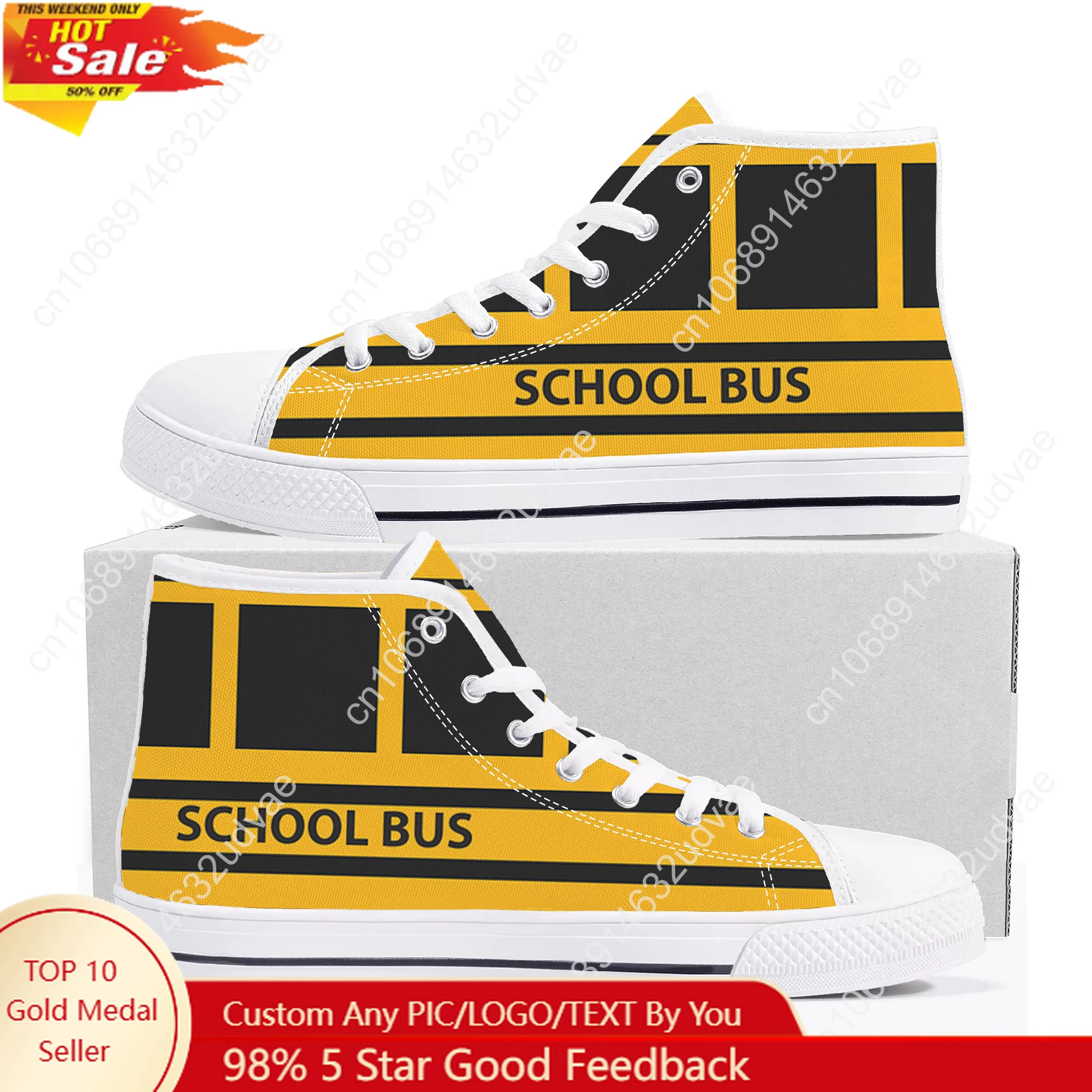 

Yellow School Bus Printed High Top High Quality Sneakers Mens Womens Lightweight Canvas Sneaker Ghana Casual Custom Shoes