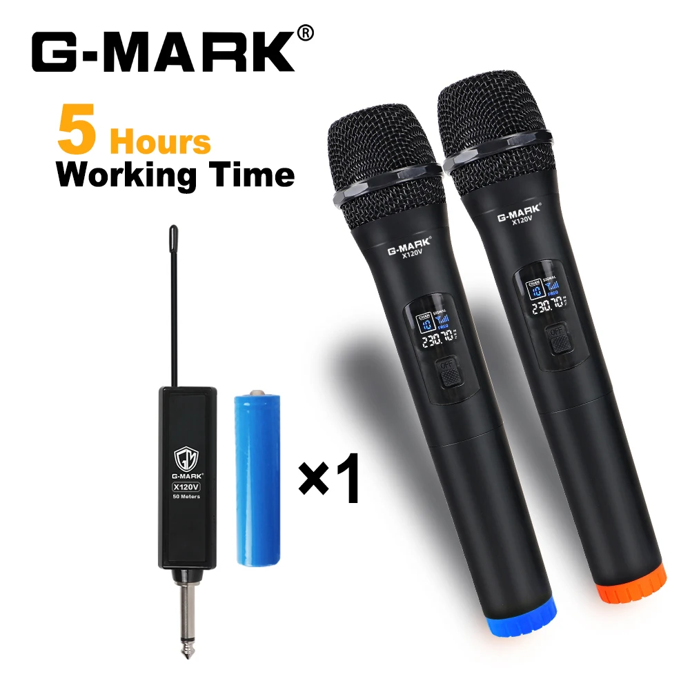 

Беспроводной микрофон G-MARK X120V 2-канальный ручной микрофон для караоке для встреч, шоу, школы, домашней вечеринки