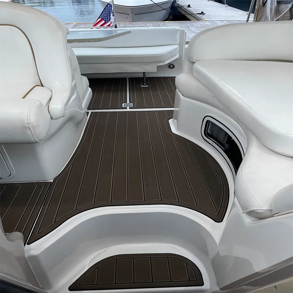 1997-2001 Sea Ray Sundancer 290 منصة السباحة قمرة القيادة وسادة قارب إيفا خشب الساج الطابق SeaDek MarineMat نمط ذاتية اللصق