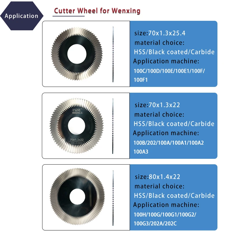 Key Cutter 0011 70x7.3x12.7 Milling Cutter with 0010 60x7.3x12.7 for Wenxing Key Duplicating Machine 100D 100E 100F 100G