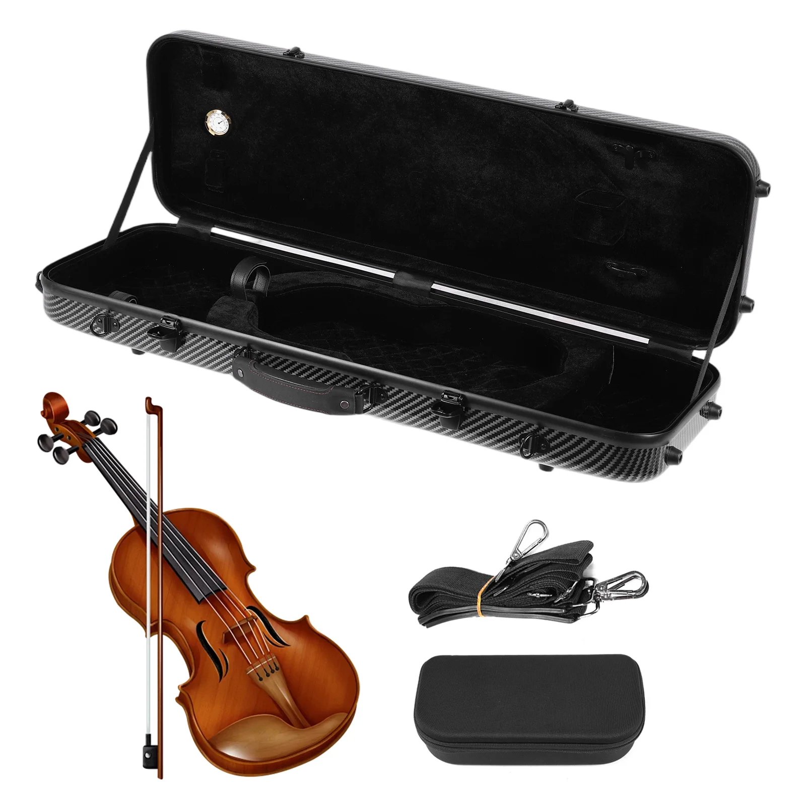 حقيبة كمان مستطيلة من ألياف الكربون مقاس 4/4 بالحجم الكامل مع مقبض من ألياف الكربون على شكل مستطيل أشرطة كتف للاستخدام اليومي #5