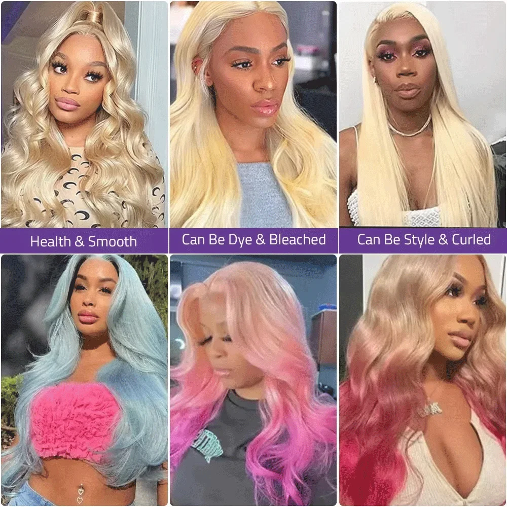 30 36 Inch 613 Honey Blonde Body Wave 200% Density 13x6 HD Lace Front 100% Human Hair Wigs Preplucked Lace Frontal Wig For Women