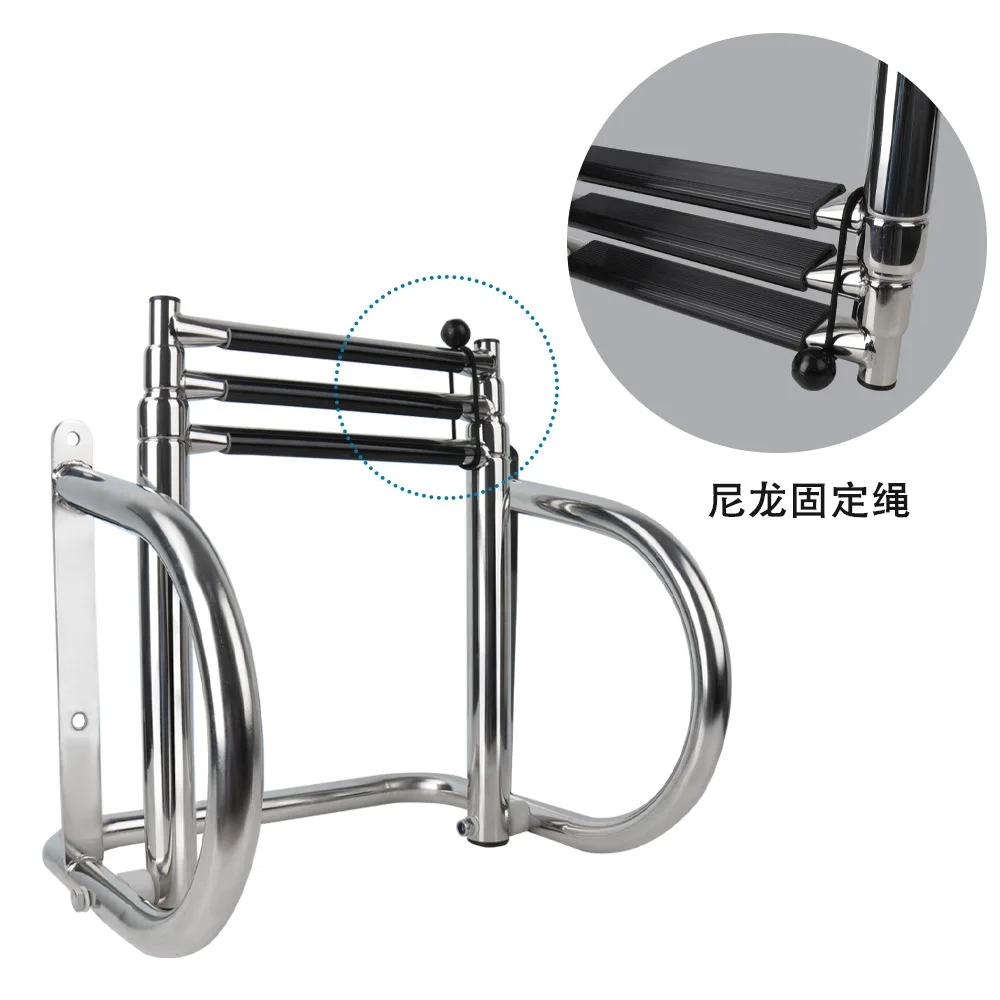 Thickened stainless steel marine sewer ladder, yacht folding escalator, swimming boarding ladder, pontoon stern ladder