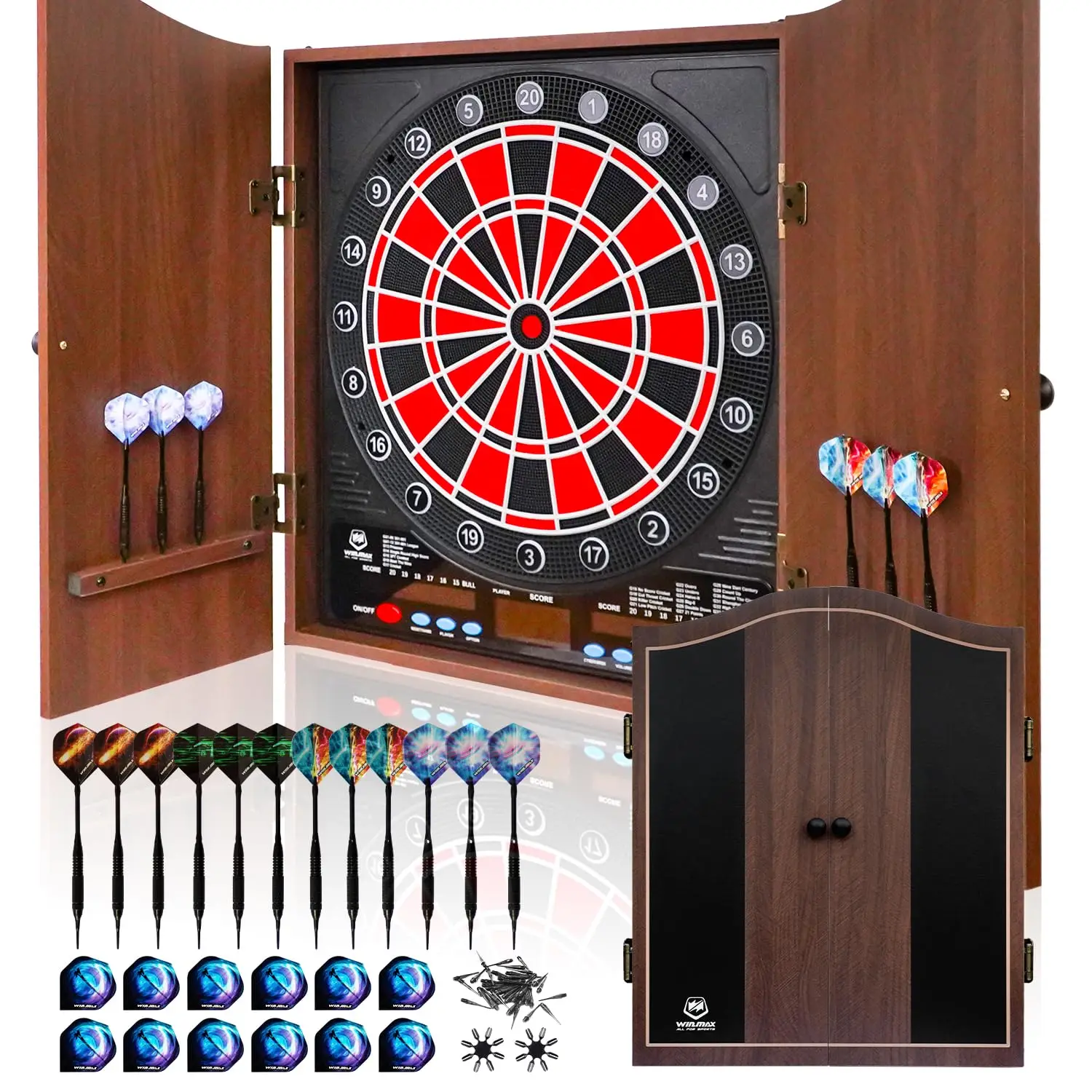 

Electronic Dart Board LED Electric Digital Scoreboard Dart Boards for Adults with MDF Cabinet,up to 8 Players,Great for GameRoom