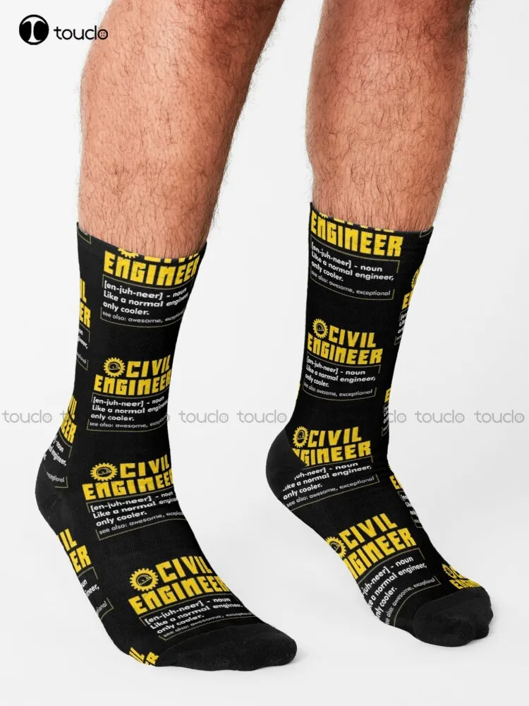 Civiele Techniek: Burgerlijk Ingenieur Definition Sokken Jeugd Gepersonaliseerde Custom Unisex Volwassen Tiener Jeugd Sokken 360 ° Digital Print