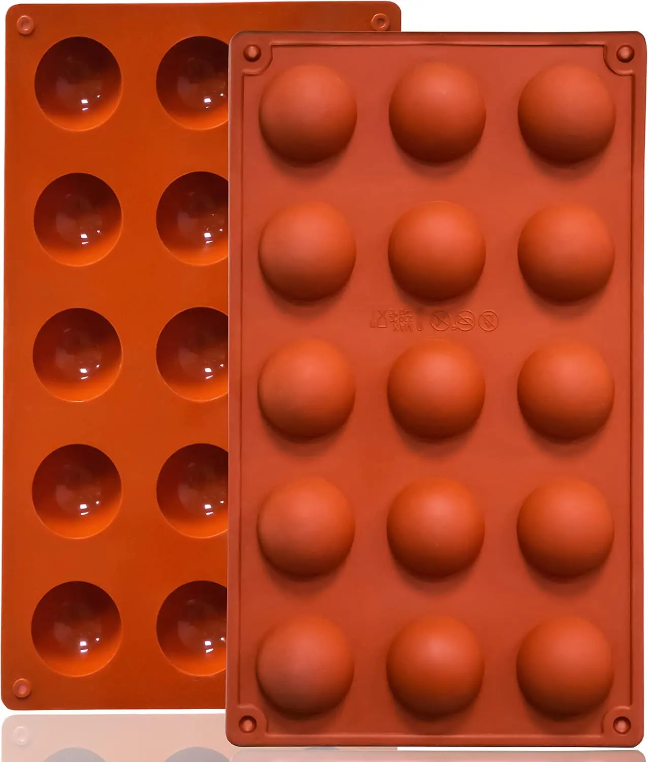 

Small 15-Cavity Semi Sphere Silicone Molds Non-Stick, 2 Packs Half Sphere Baking Molds for Jelly, Chocolates and Cake