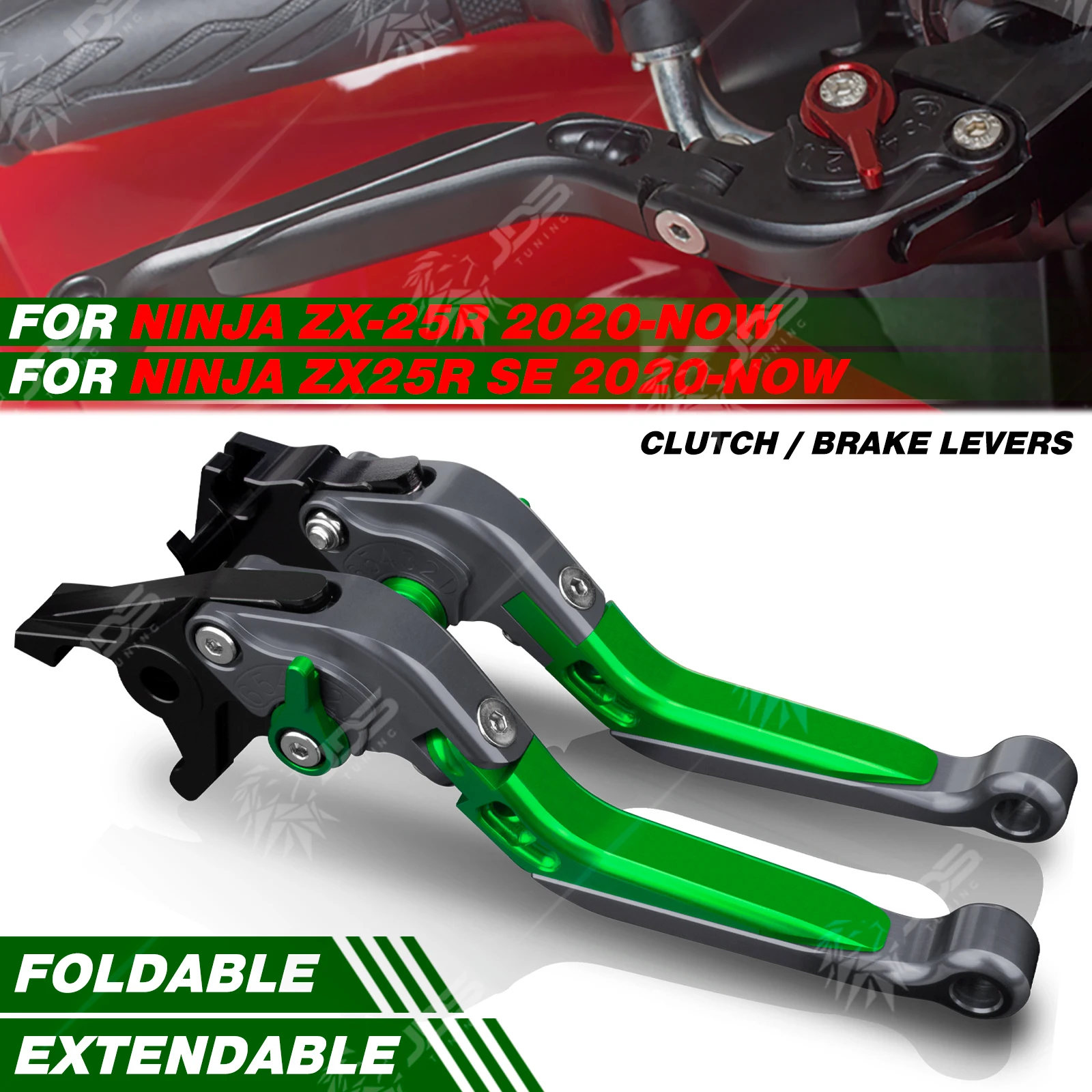 

JDSTUNING For Kawasaki NINJA ZX-25R/ZX25R SE 2020-NOW Folding Clutch and Brake Lever Set Adjustable Levers Accessories Parts