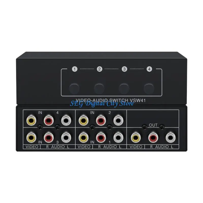 

U75B Professional Composite Video L/R Audios Selector Box Metal AV Switcher 1280x720P