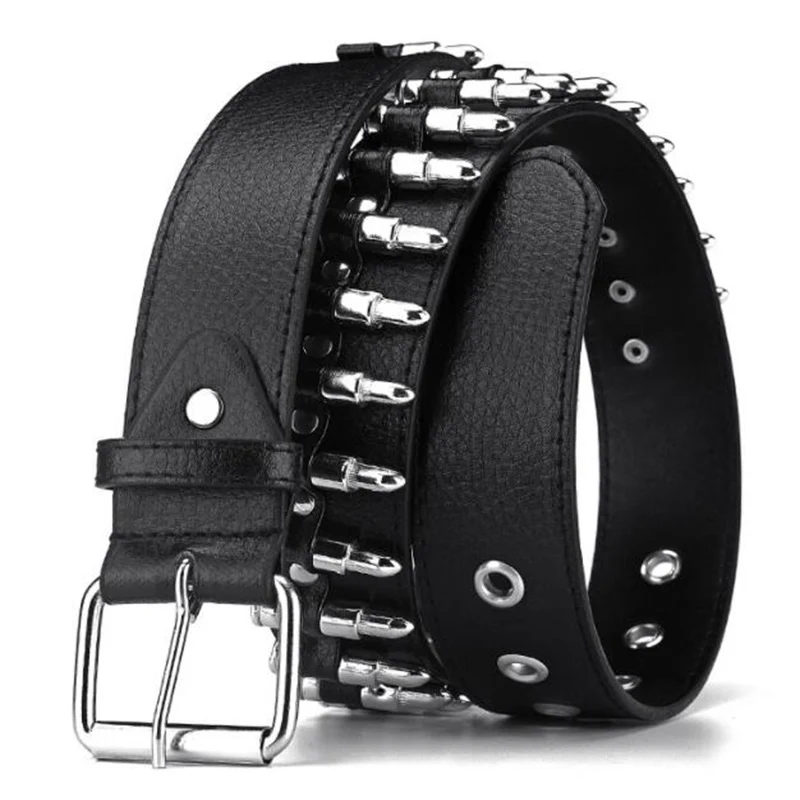 Ceinture en cuir pour homme et femme, accessoire de décoration de haute qualité, couleur noire, Punk, mode, cloutée, cadeau