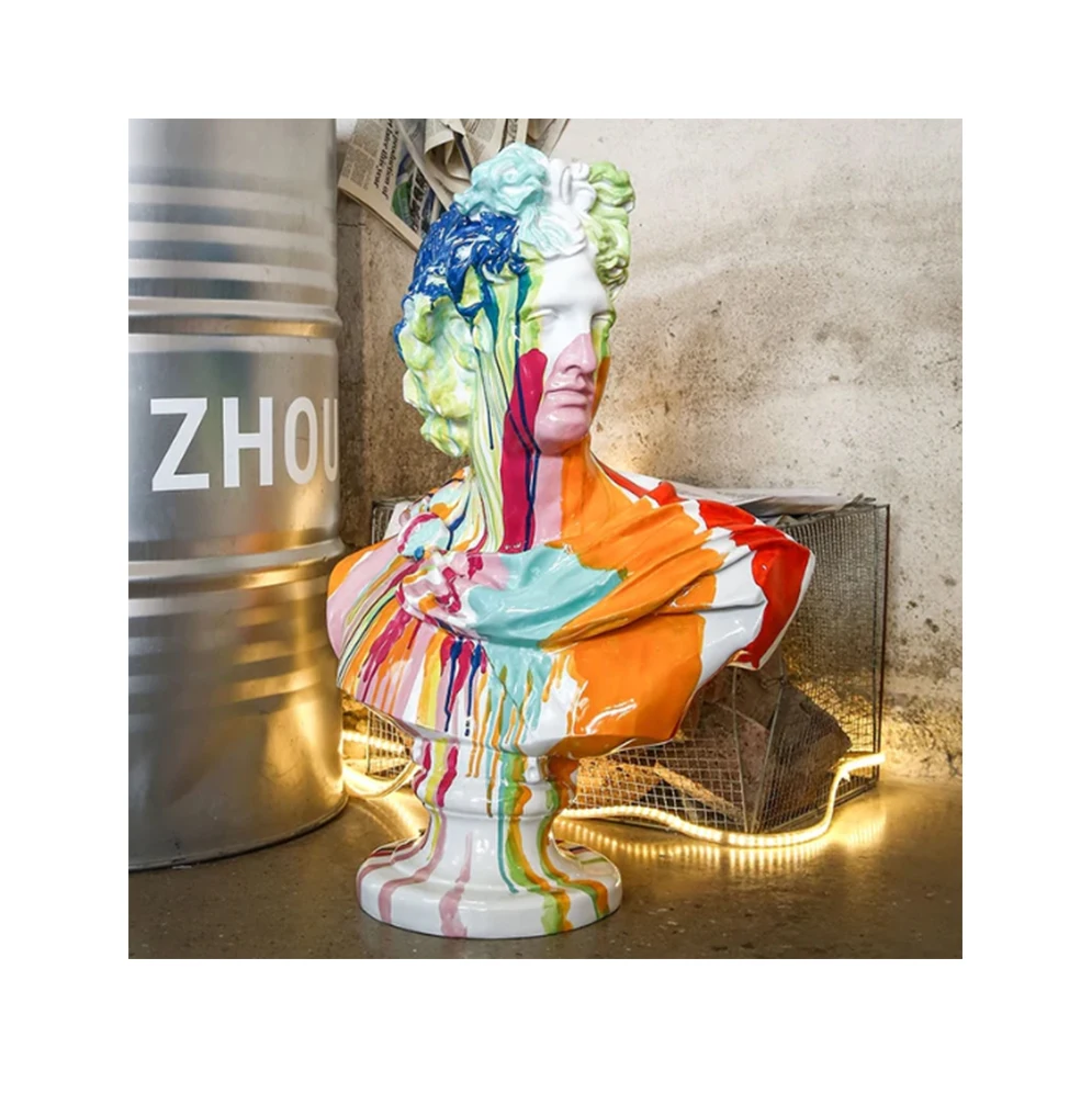 Custom graffiti David statue bust David bust graffiti oil painting Nordic painted figure sculpture decoration