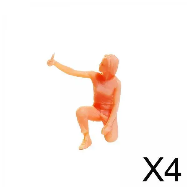 Mini figurines de personnes en résine non peintes, 4 pièces, échelle 1/64, pour aménagement Diorama, décoration de Table de sable