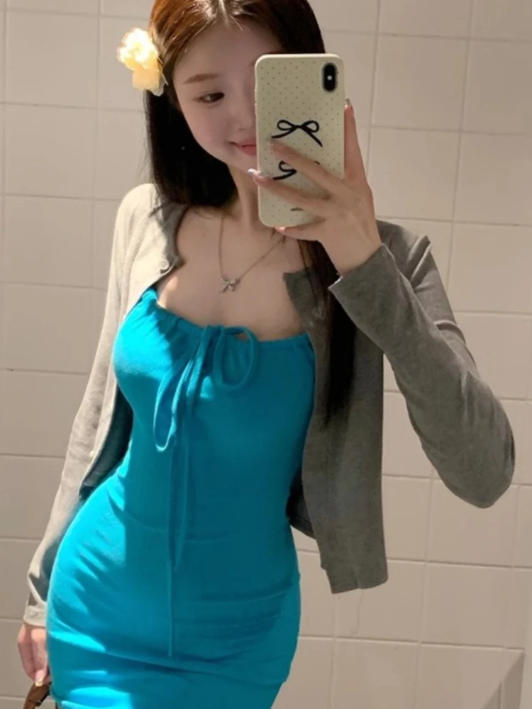 Sexy U Neck Drawstring Dresses Women Clothing Sleeveless Chic Tunic Sling Robe Femme 2026 Vestidos De Mujer Summer Bodycon Dress
