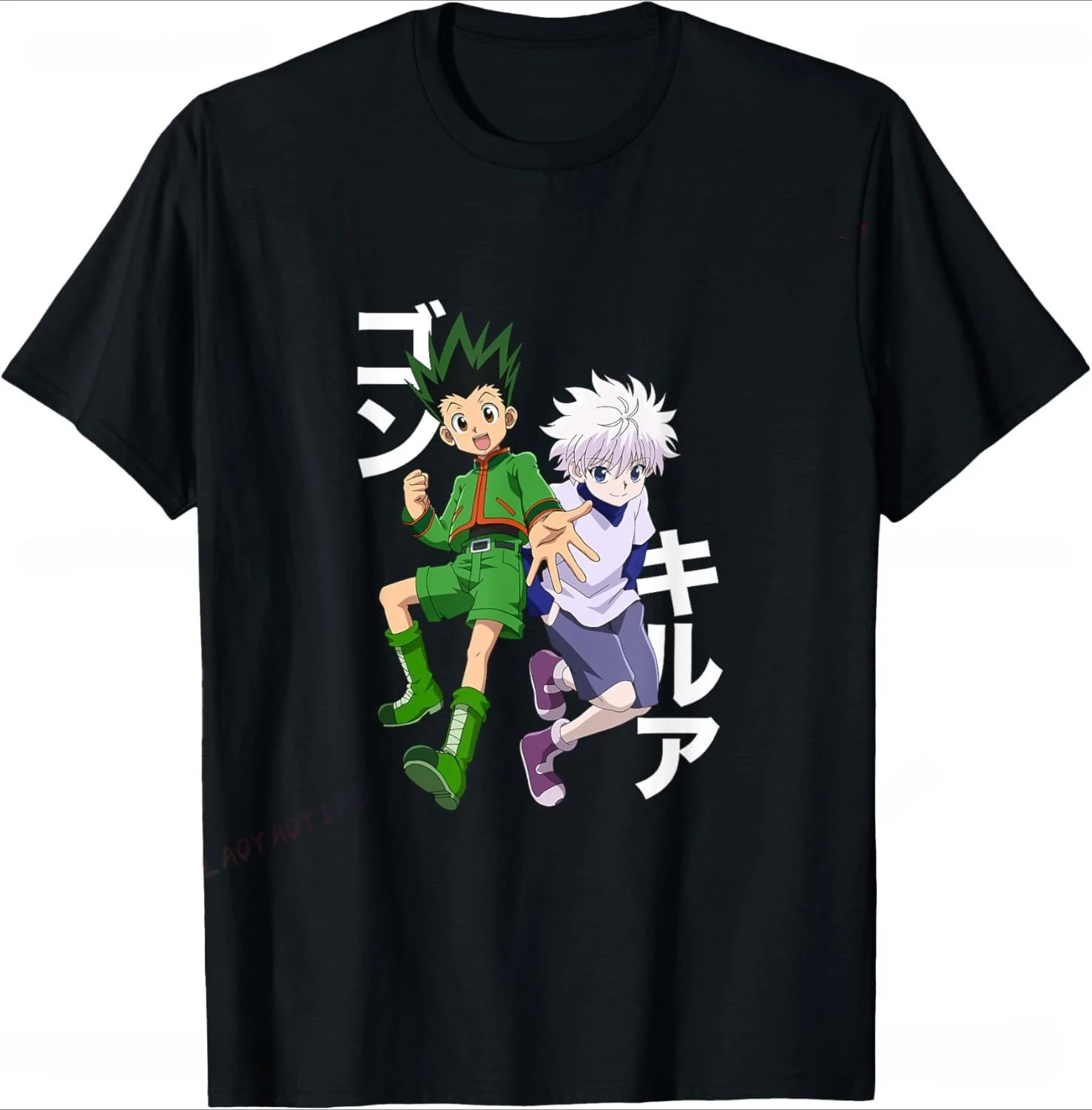 Camiseta Hunter X Hunter Gon y Killua, ropa de calle de verano para hombre, camiseta estampada con patrones de anime japonés y dibujos animados