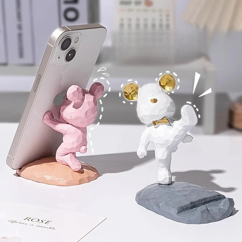 

1 шт. подставка для мобильного телефона и планшета с мультяшным медведем | Креативный настольный орнамент, ленивый держатель для iPad/телефонов | Идея подарка для детей и взрослых