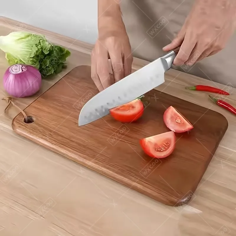 لوح تقطيع من خشب السنط مع فتحة معلقة، ألواح تقطيع المطبخ على الوجهين لقطع اللحوم والخضروات والطبخ المنزلي #2