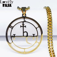 Stainless Steel Demon Seal Necklace Men/Women Gold Color Satan LILITH Pendants Necklaces Jewery collier homme 1332