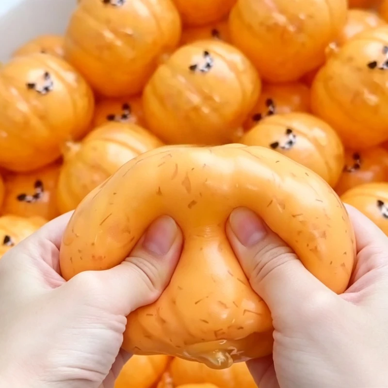 Halloween Squishies Ball Crunchy Handmade Pumpkin Squishy Toy Slow Rising Squeeze Stress Relief Toy Halloween Party Favor Gifts - view 6