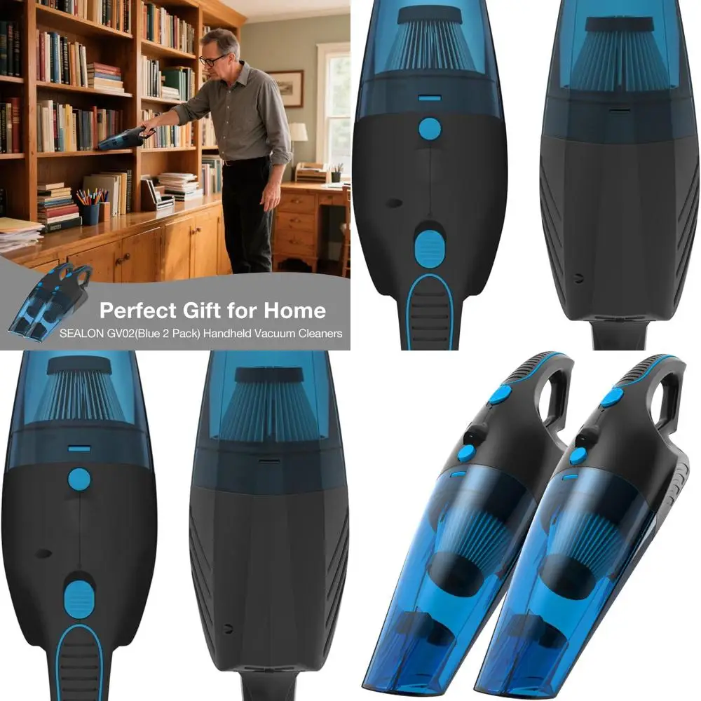 

Перезаряжаемый ручной автомобильный пылесос с двойным набором, всасывающая и воздушная тряпка на 10 кПа, светодиодная подсветка, многофункциональная насадка для автомобилей, дома, офисов, домашних животных (Blu)