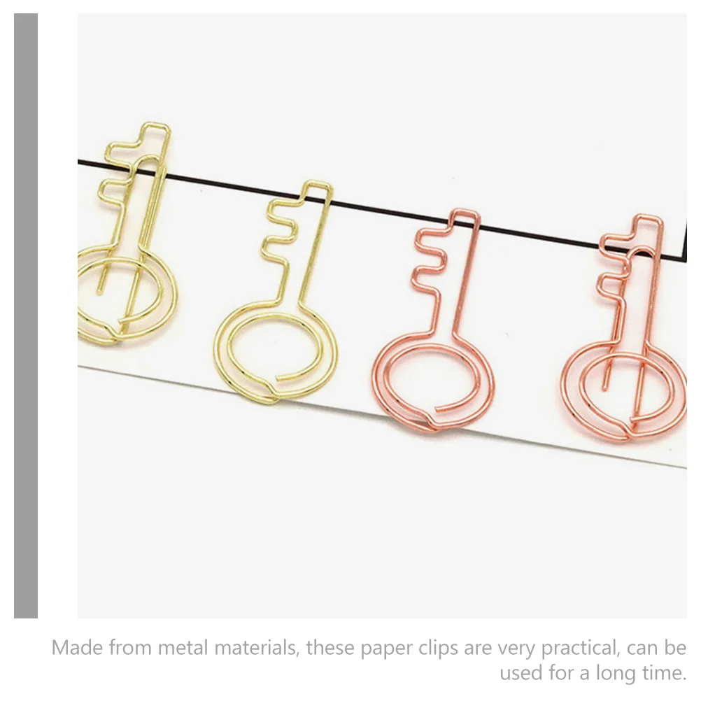 20 Pcs Cute Metal Bookmarks Creative Paper Clips Small Tiny Key Delicate Office Document Paperclips