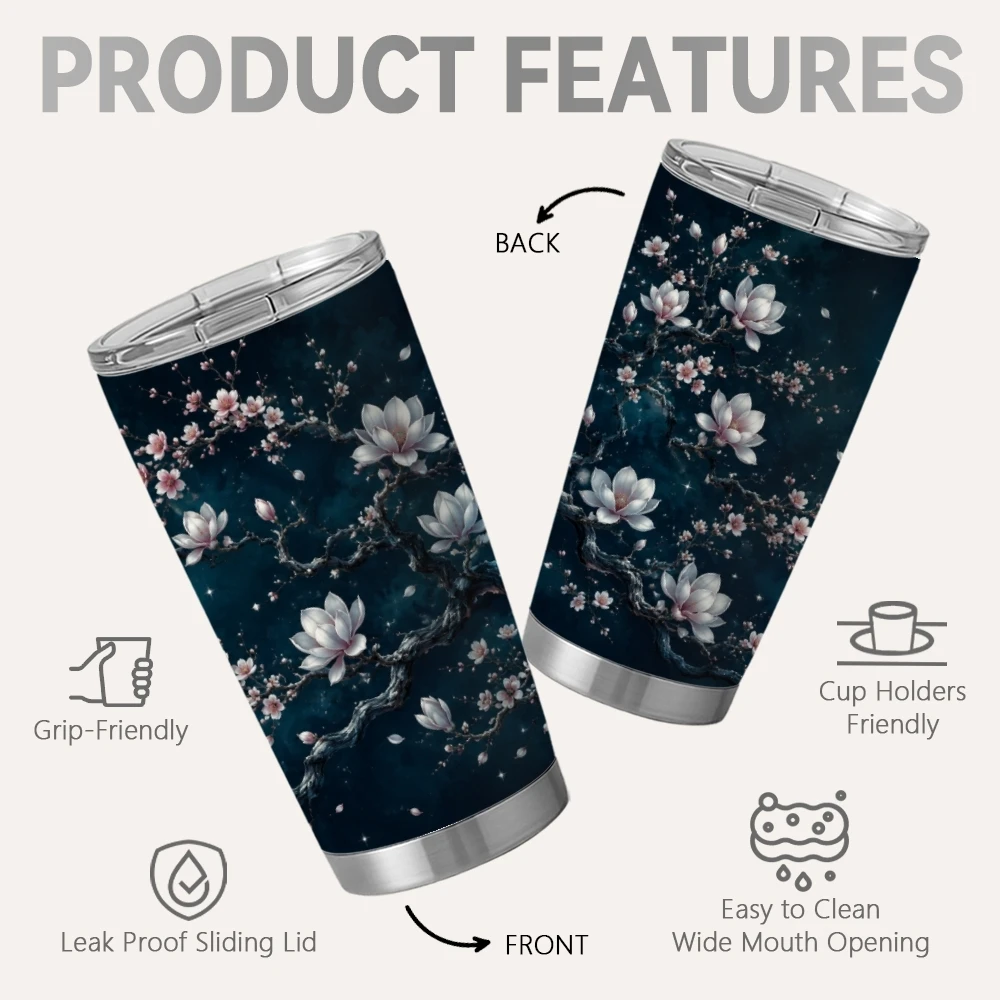 Flowers fluttering Vacuum Flasks 20oz Insulated Stainless Steel Tumbler Travel Mug with Sliding Lid Coffee Cup for Office Use