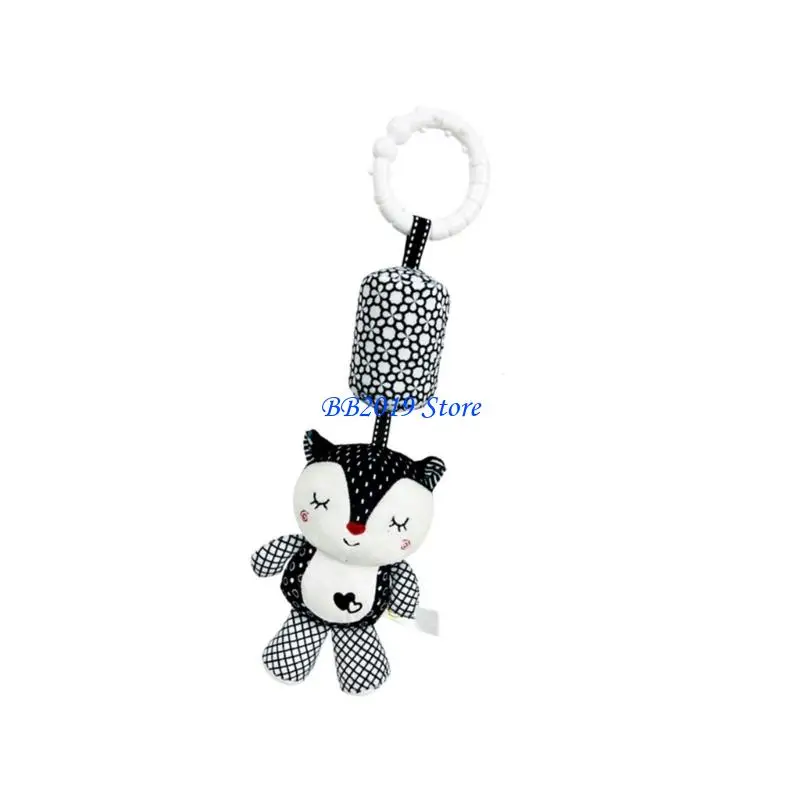 

Q0KB Sensory Development Animal Crib Rattle Black White Visual Stimulation Baby Toy