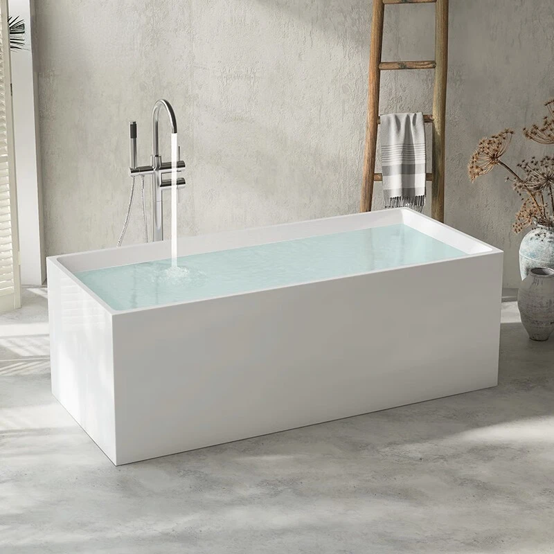 Acrylic Bathtub Small Unit House Adult Independent Thin Edged Square Single or Double Deep Bubble Bathtub