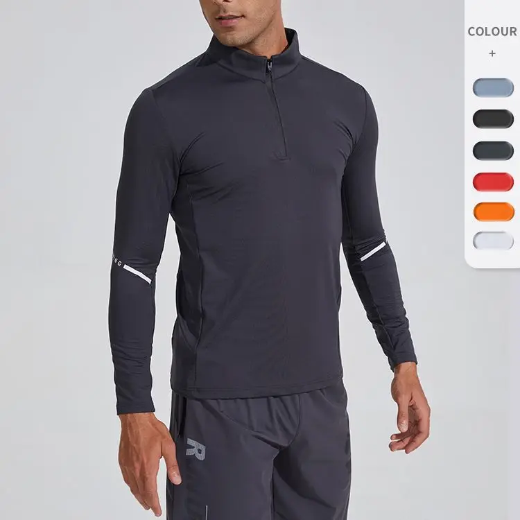 

Semi-zipper quick-drying tight-fitting high-rise collar golf suit outdoor running suit t-shirt long sleeve